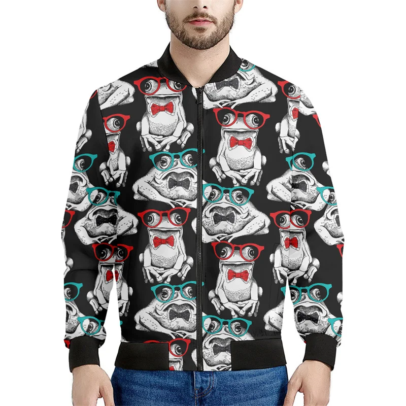 thumbnail image 1 of Chaqueta con cremallera y estampado 3D de rana de dibujos animados para hombre y niño, chaqueta informal de calle con cremallera, sudadera de manga larga, 1 of 5