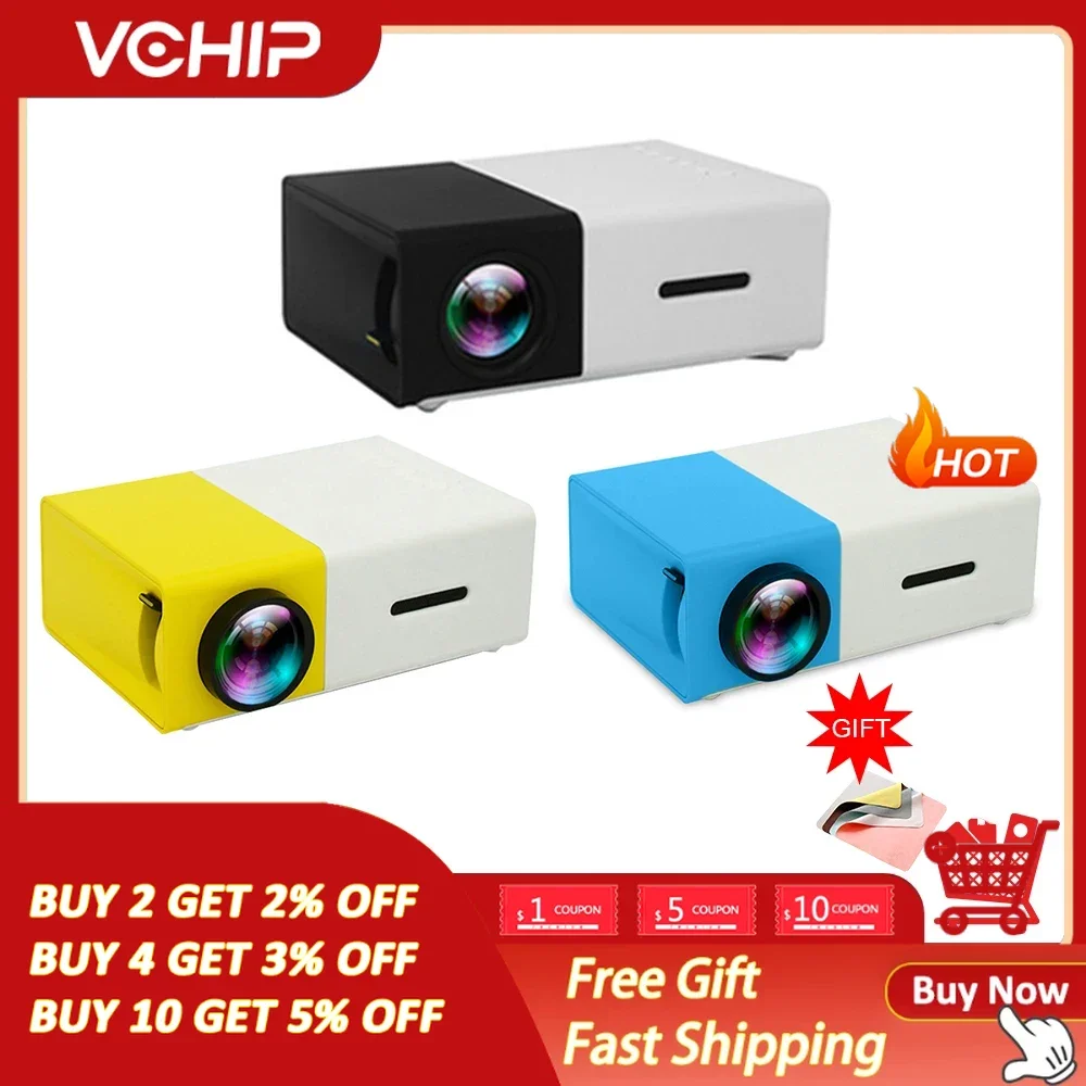 VCHIP YG300 Mini Projector Portable LED proyector Support 1080P For Home Theater Mini Beamer For Phone Smartphone Kids Gift