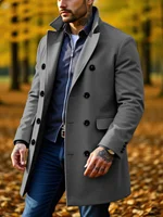 Men's Wool Overcoat Double-Breasted Winter Design Thickened Stand Collar Business Casual  Warm