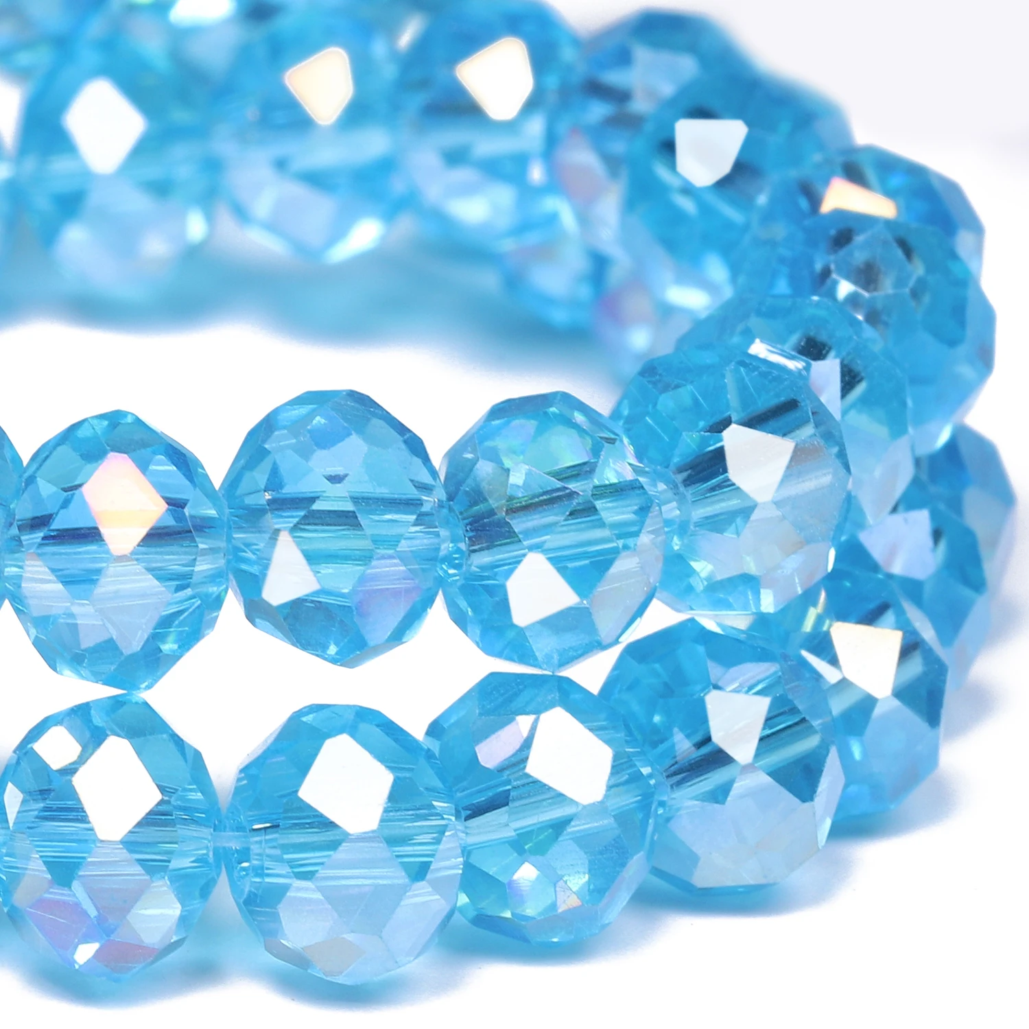 Austrian Lake Blue Crystal Faceted Spacer Beads