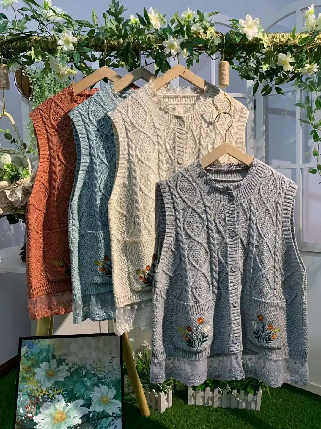 

Autumn New Sweet Mori Style Knitted Twist Sweater Vest Women Sleeveless Tops 823-165