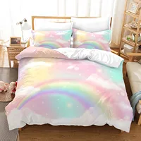 Rainbow Gradient Cloud Duvet Cover Set Colorful Print Bedding Set For Girls Women Bedroom Decorative Bedspread 1