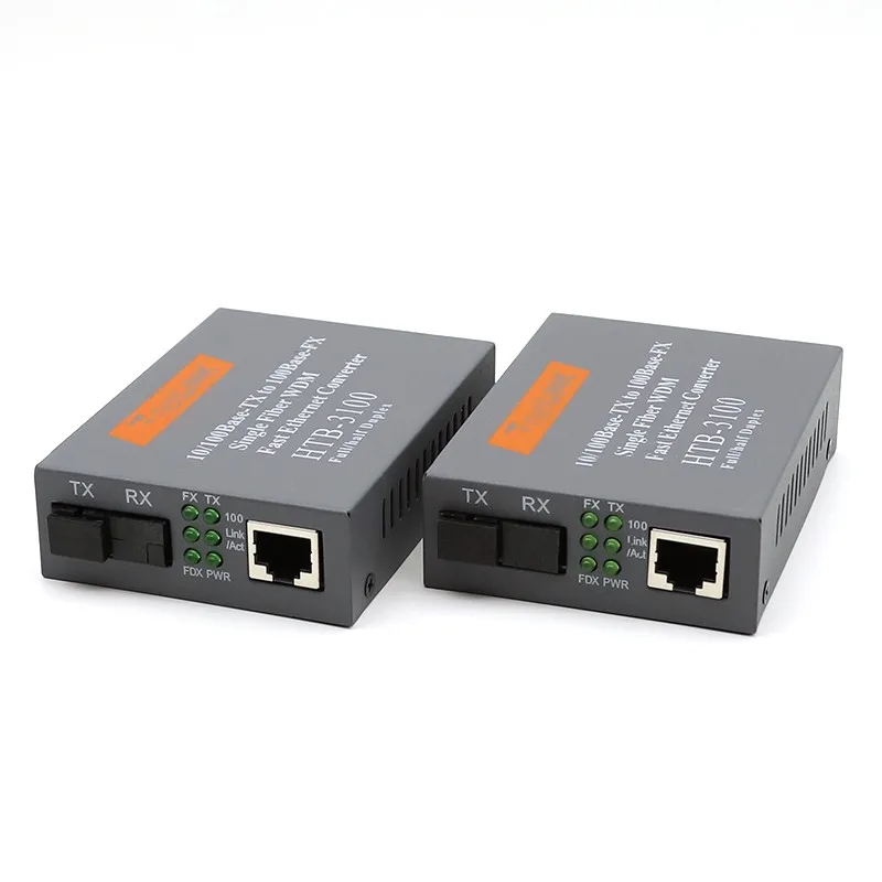 SC Singlemode Singlefiber Media Converter Fiber Transceiver HTB 3100 A B 20km External Power Supply 1 Pair