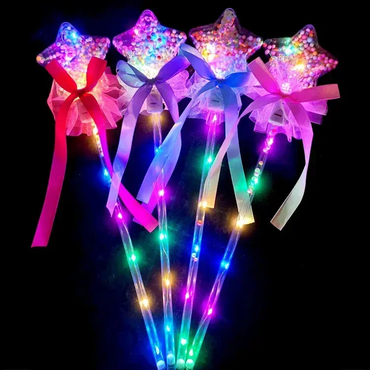 Fairy Stick Wave Ball Magic Stick Sparkling Ball Push Small Gift Children's Glow Toy Party Supplies Favors 10PCS, wand toy, magic stick toy, luminous ball toy, crystal ball toy