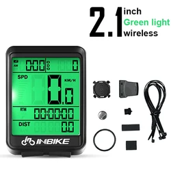 INBIKE Wireless Waterproof Cycling Speedometer & Odometer Stopwatch (Green Light-Wireless)