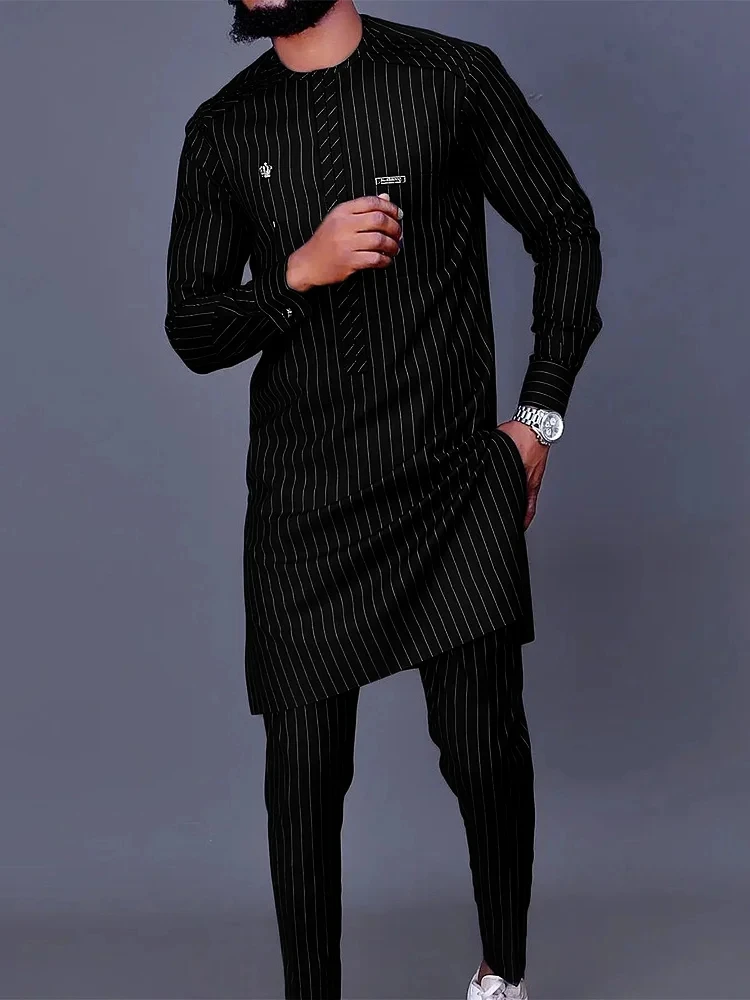 Men's luxury fashion casual print two-piece set