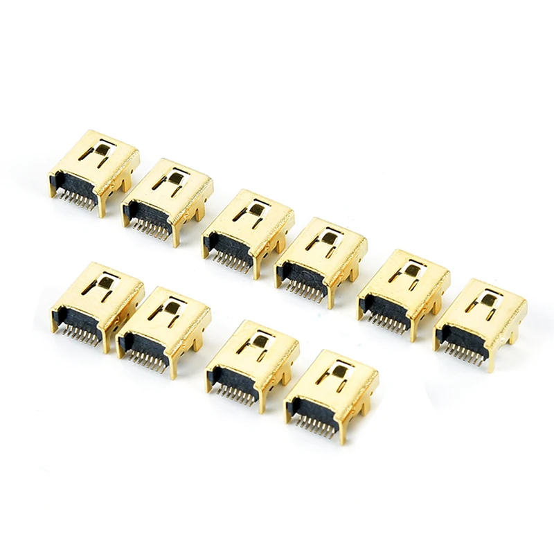 10/100 PCS/Lot Mini USB 8 Pin Female Jack Pcb Smt Socket Connector Welding Female Jack 8P Gold Plated Connector Plugs