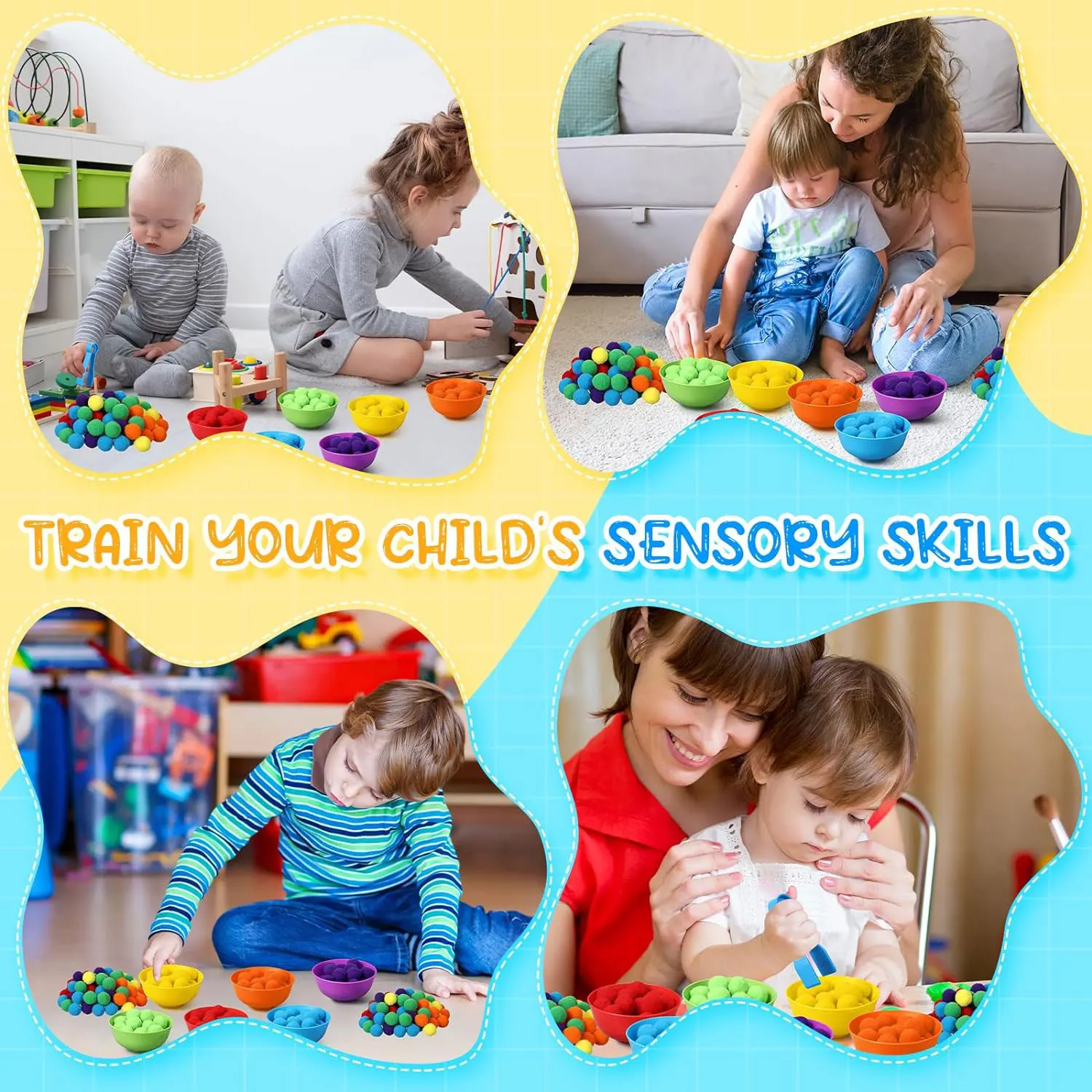 Rainbow Counting Pompoms & Sorting Cups 4