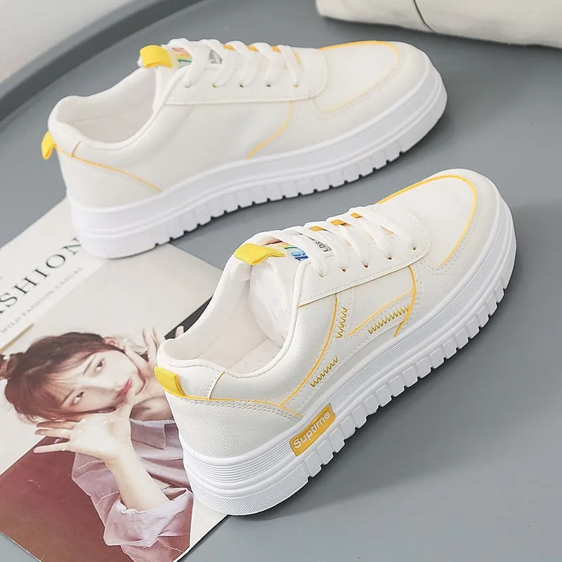 2024 Spring/Summer/Autumn New Little White Shoes Women's Breathable Fashion Student Leather Flat Bottom Sports Shoes