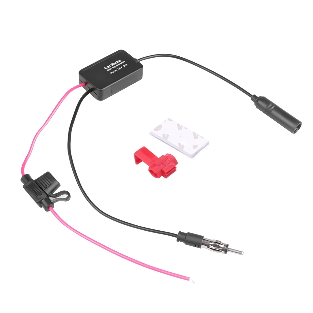 kebidumei Universal 12V Auto Car Radio FM Antenna Signal Amp Amplifier Booster For Marine Car Vehicle FM Amplifier 88-108MHz