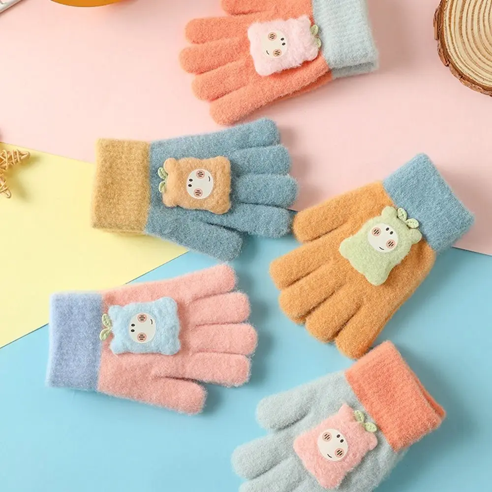 

Plush Full Finger Gloves Fashion Winter Warm Thicken Warm Mittens Gloves Elastic Winter Knitted Gloves Child Kids