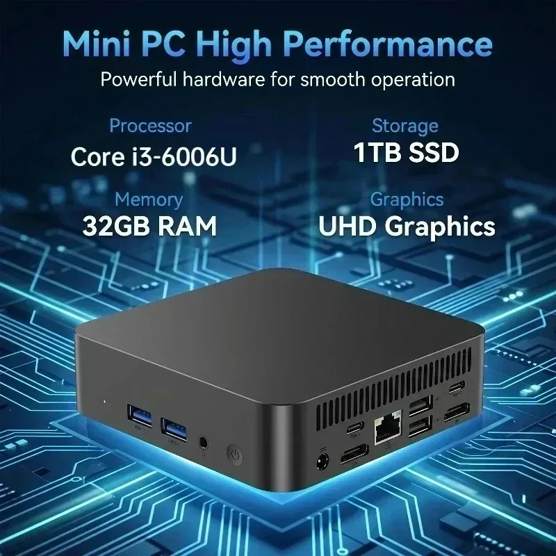 【브랜드+】컴팩트한 인텔 코어 I3?6006U 고성능 미니 데스크탑 PC Win11 Pro 16GB RAM 1TB/2TB WiFi6+BT5.2 4K 업무용으로 이상적