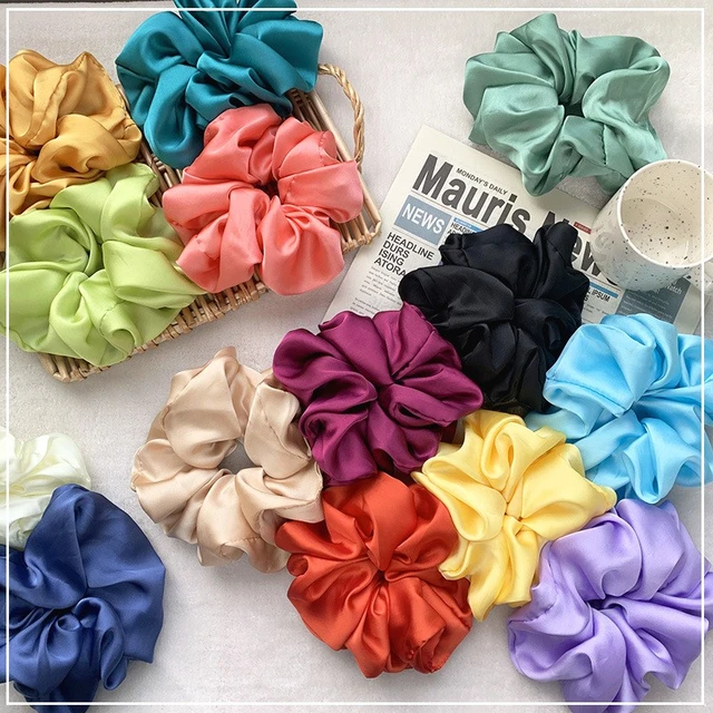 Moda Oversize raso di seta Scrunchies elastici per capelli donne ragazze  solido grande coda di cavallo titolare fasce per capelli corda accessori per  capelli - AliExpress