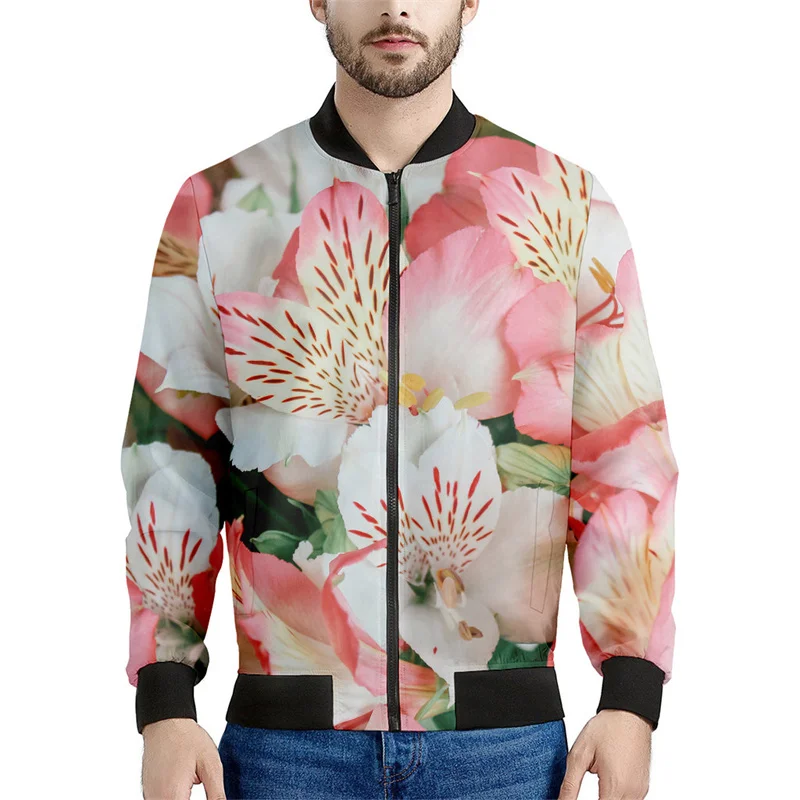 NONE Lilie Narzissen Blumenmuster Reißverschluss Jacke 5