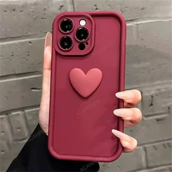 Charming 3D Love Heart Silicone Case with Lens Protection and Shockproof Design for Magic 7 (Wine Red)