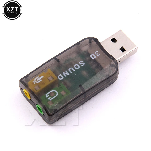 Adaptador USB 2.0 a Jack 3.5mm para PC Laptop Tarjeta de Sonido 3D Externa  7.1