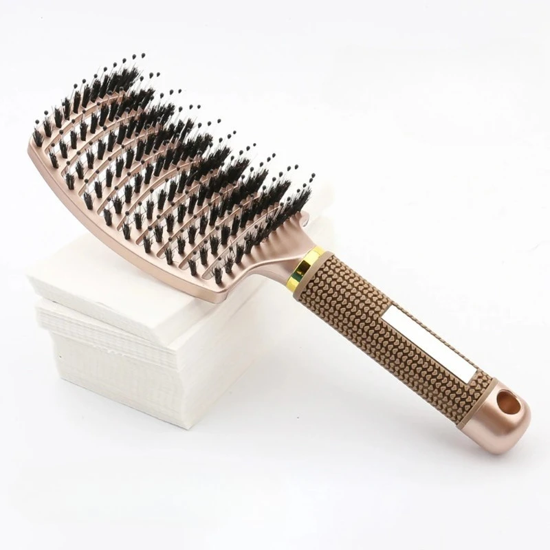 Detangling Hair Brush Bristle&Nylon Women Wet Massage Comb Curly Hairdressing Salon Styling Tools Special for Real Hair Wigs