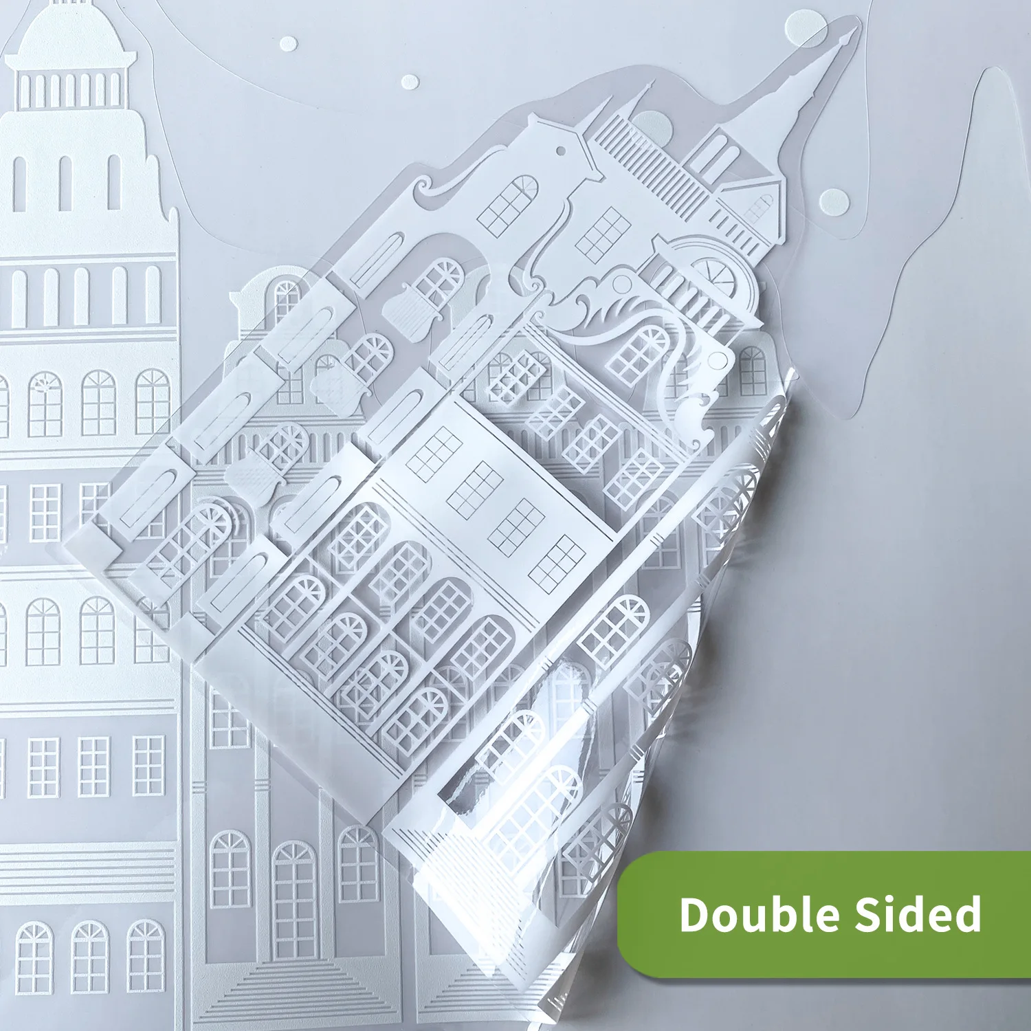 38x60cm Christmas Window Stickers Creative White Castle Street View Pattern Electrostatic Sticker Christmas Glass Static Decal window stickers christmas stickers