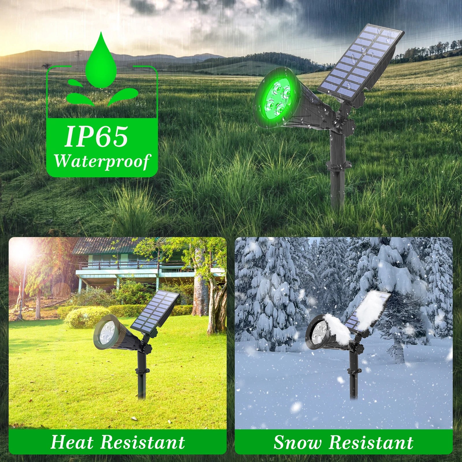 T-SUN Eco-Friendly Green LED Solar Garden and Wall Lights - Waterproof Outdoor Illumination (1/2/4 Pack Options)