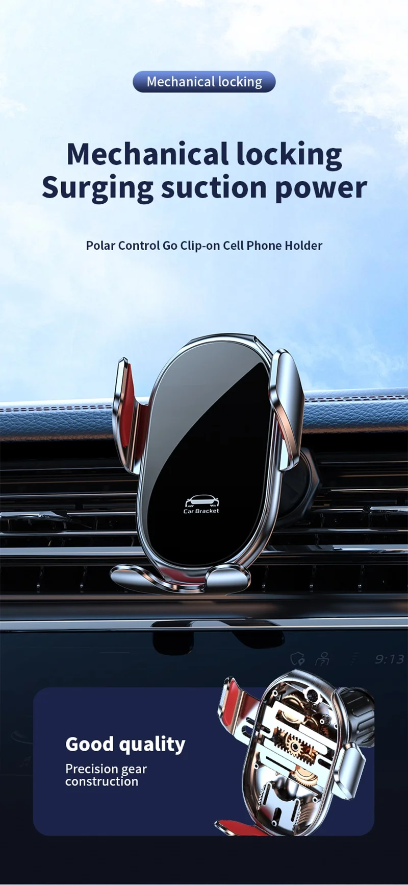 Universelle Auto-Handyhalterung mit Ladefunktion 360° ° Drehbare Einhandhalterung für Samsung S25 S24 S23 iPhone 17 16 15 14 13 12 11 – Detail 1