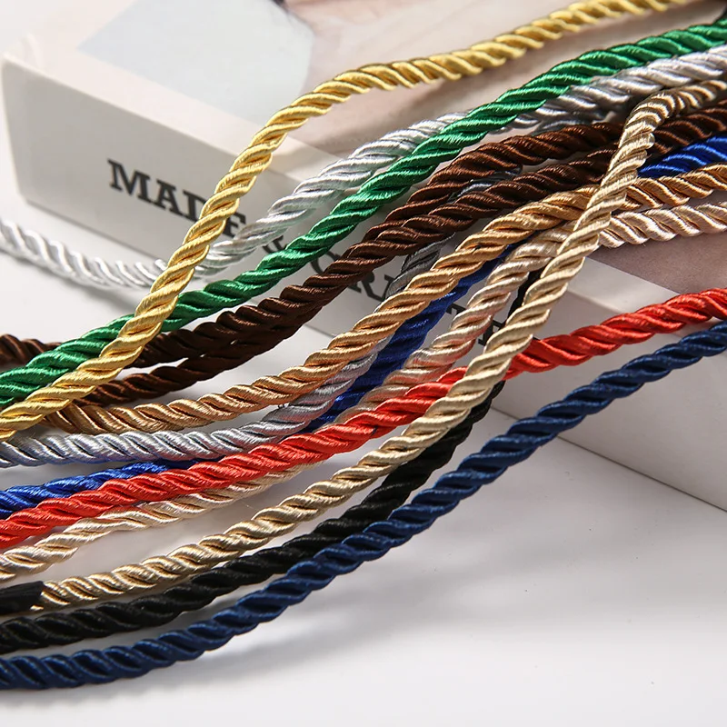 Polyester Rope 10 Meters/Lot 3/4/5mm 3 Strands Polyester Rope For Costume Jewelry Gift Box Decoration DIY Handmade Home Textile Decoration