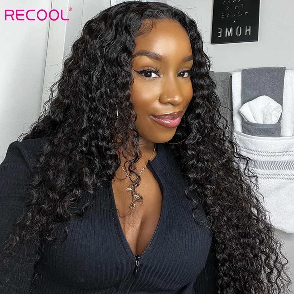 Recool Water Wave Lace Front Human Hair Wig 13x6 HD Lace Frontal Wig Ready To Go Pre Plucked Wet And Wavy Front