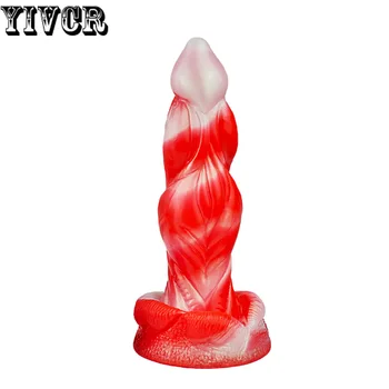 YIVCR Dazzle Colour Alien Dildo Liquid Silicone Flexible Dick Monster Dildo for Anal with Suction Cup Realistic Dildo Sexy Toys 5