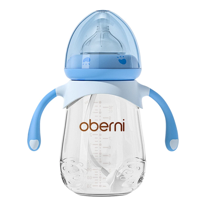 

Oberni PP baby bottle with straw handle for baby boy and girl feeding milk bottle with baby silicone pacifier 0 to 6 months