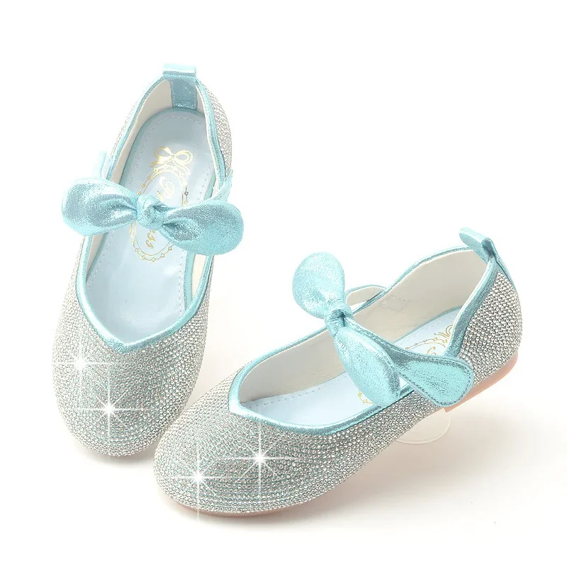 Girls Kids Leather Shoes Girls Princess Glitter Dress Wedding Party Shoes Butterfly Silver Gold for Child Girl
