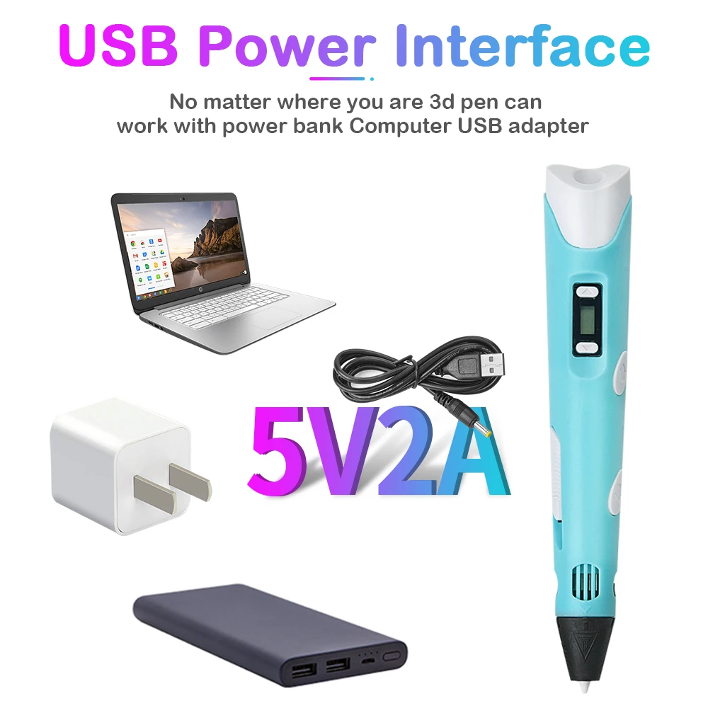 3D Pen LCD Screen 3D Printing Pen PLA Filament Creative Birthday Christmas Toy Gift Kids Design Drawing Printer Drawing 3d printing pen