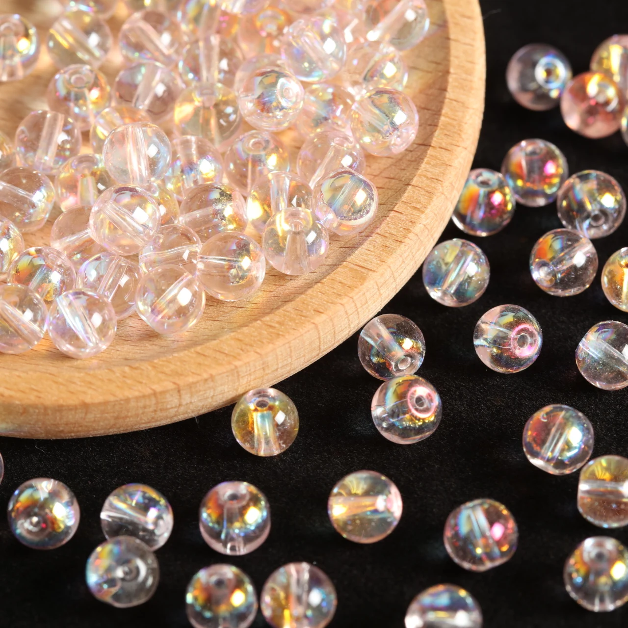 Sunset Orange Aurora Round Glass Beads - 320pcs Warm Tone Rainbow Spacer Beads