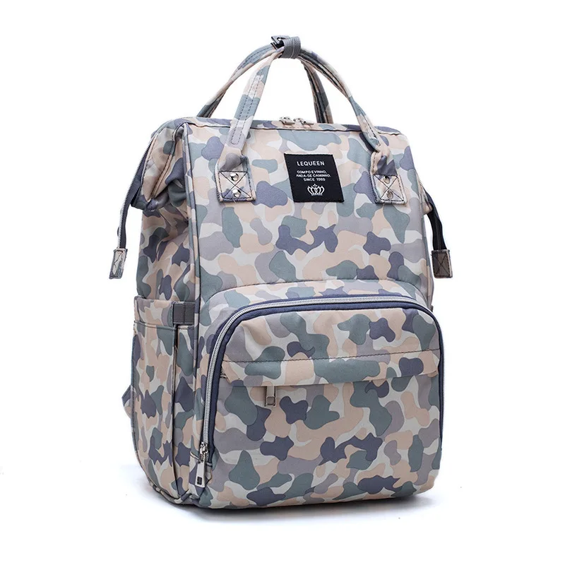 LEQUEEN Fashionable Camouflage Color Diaper Bag for Mommies Large Capacity Well-Organized Space Maternity Backpack for Strollers 3