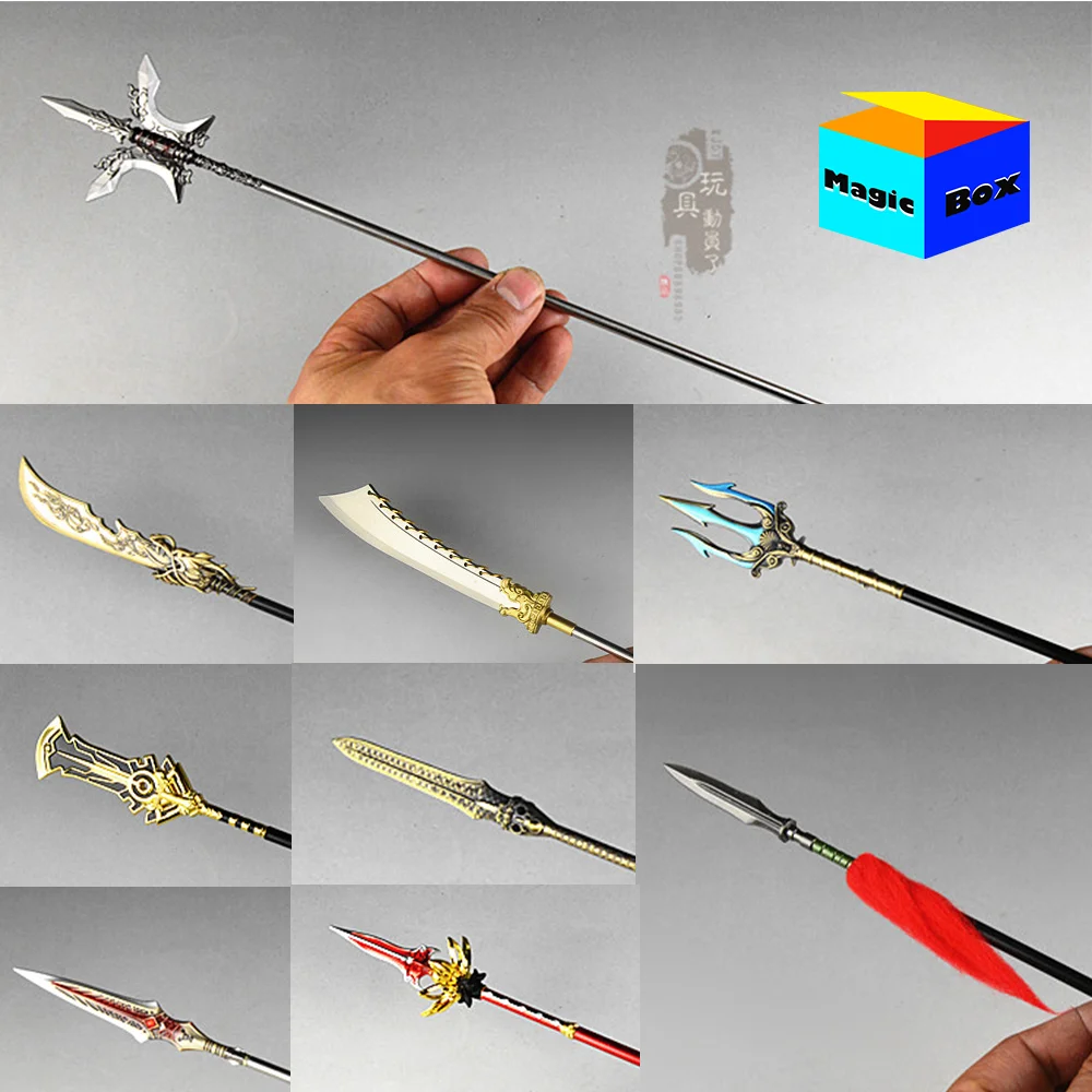 

1/6 Anime Miniature Cold Weapon Chinese Long Lance Spear Trident Broadsword Model For 12Inch Action Figure Equipment Accessories