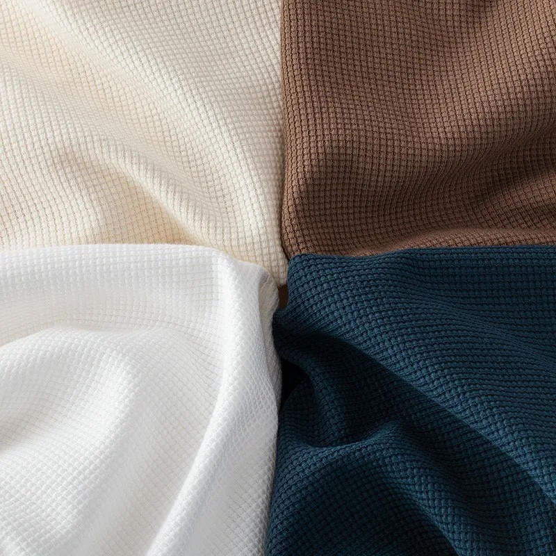 M-5XL 남성용 새 여름 와플 라운드 넥 반팔 티셔츠 캐주얼웨어를위한 편안한 가벼운 통기성 반팔 탑