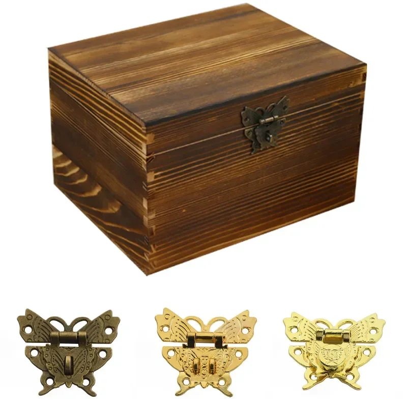 Jewelry Box Hasp 2pcs Vintage Butterfly Lock Antique Bronze Latch Upscale Jewelry Wooden Box Cabinet Lock Case Decorative Hardware Accessory