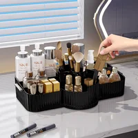 New 360° Rotating Makeup Brush Holder Cosmet Storag Box Luxury Makeup Organiser Lipsticks Make Up Container Vanity Organizer Bo 2