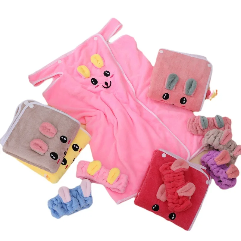 Children's Cute Cartoon Bath Towel Does Not Remove Hair Coral Velvet Absorbent Sling Home Bath Skirt Swimming Bath Towel 6