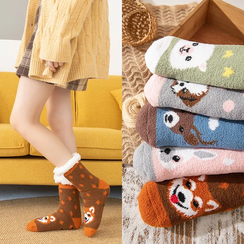 

Winter Thickened Warm Coral Velvet Snow Socks Lamb Velvet Sleeping Socks Postpartum Floor Socks Christmas Gift