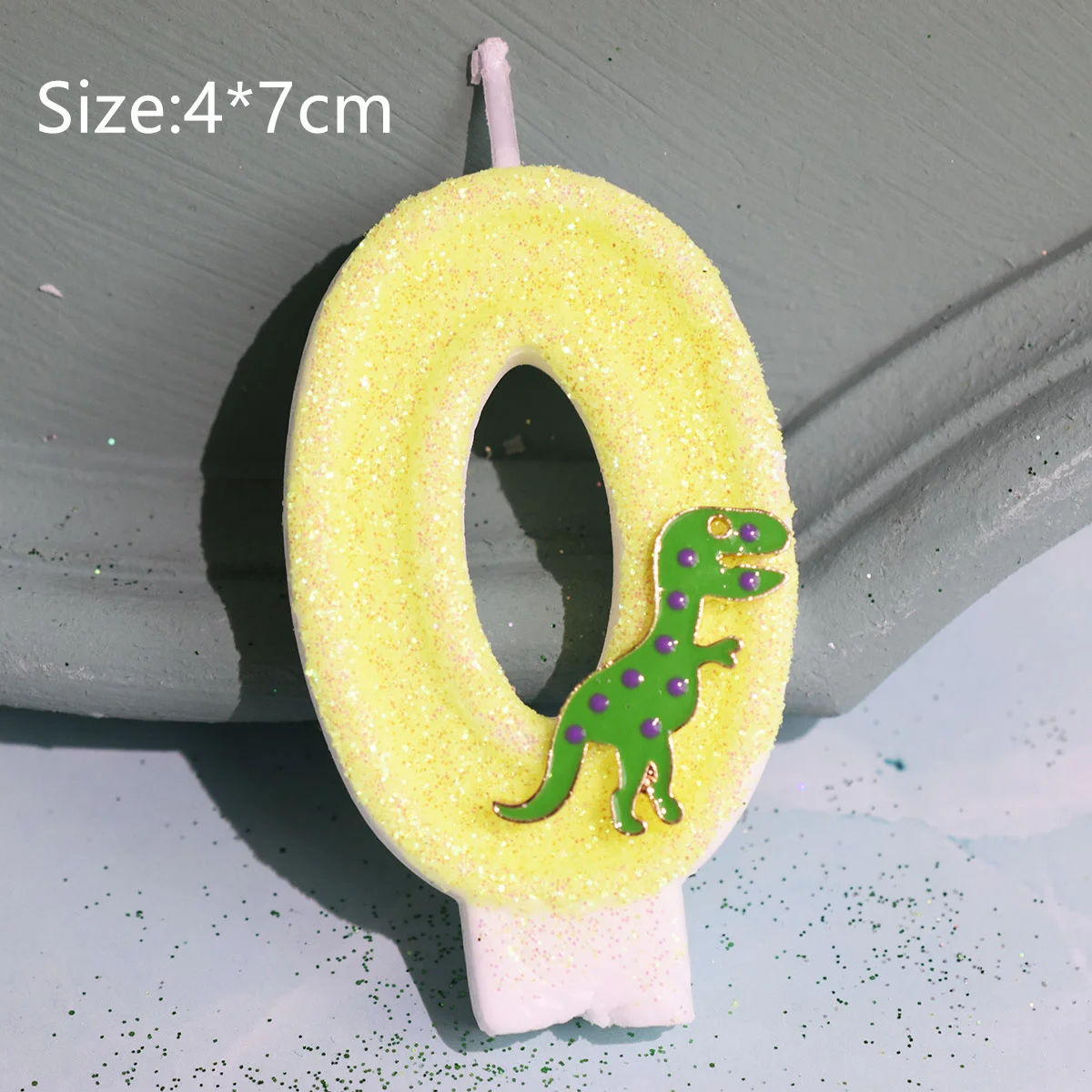 Birthday Candle Cake Topper Card for Children's Day, Cute Green and Yellow, Baby Favor Gift, Dinosaur Decoration, Baking Supplie