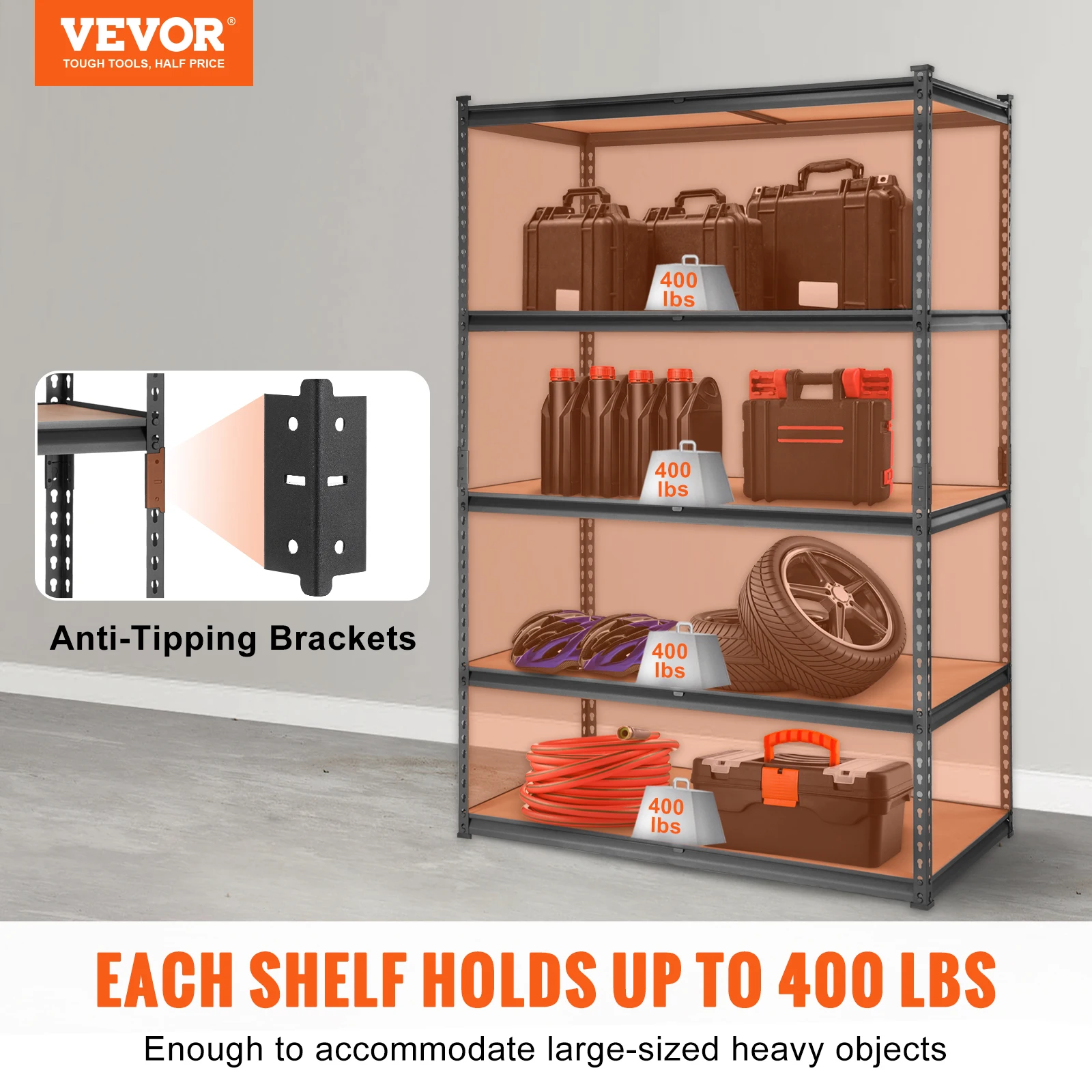 VEVOR 5 Layers Standing Storage Shelving Unit Heavy Duty Organizer Metal Rack for Kitchen Living Room Warehouse Flower Stand