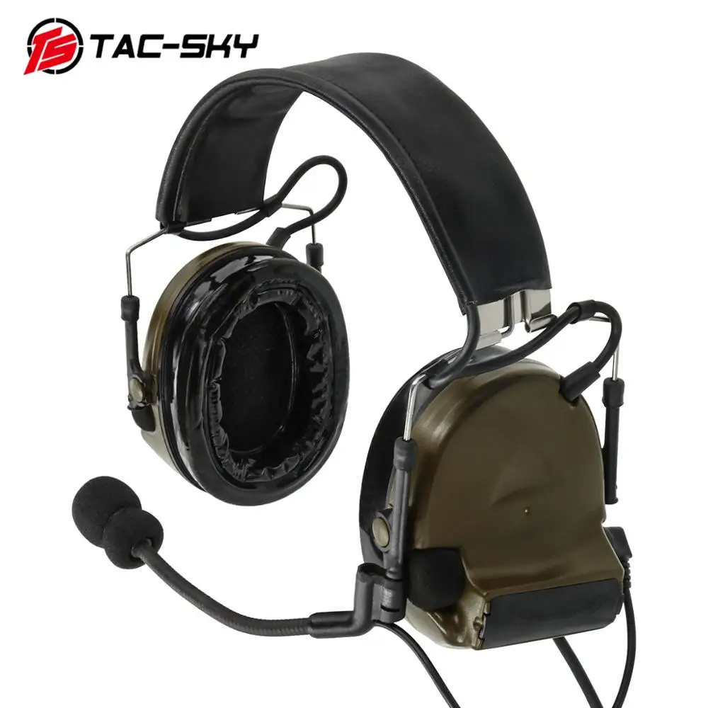 TAC-SKY COMTAC II Silicone Earmuffs Hearing Defense Noise Cancelling Pickup Walkie-Talkie Shooting Tactical COMTAC Headset