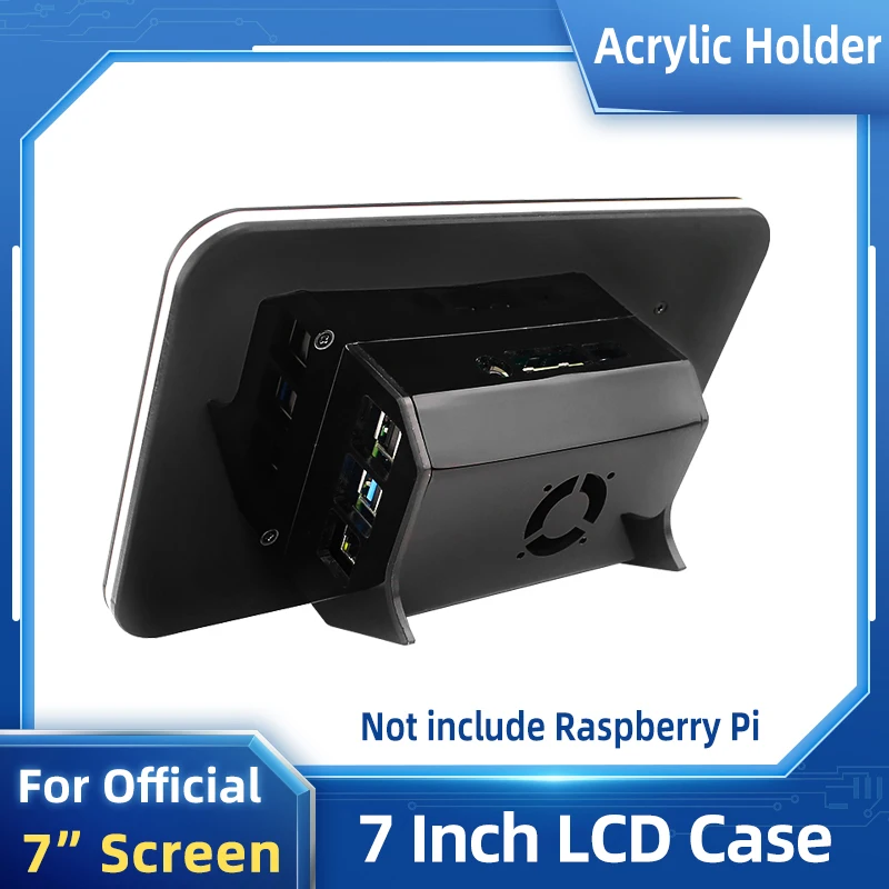 Estojo Acrílico para Raspberry pi Estojo para Tela Oficial Suporte Preto para Tela Sensível ao Toque Lcd de Raspberry pi Modelo b pi 4