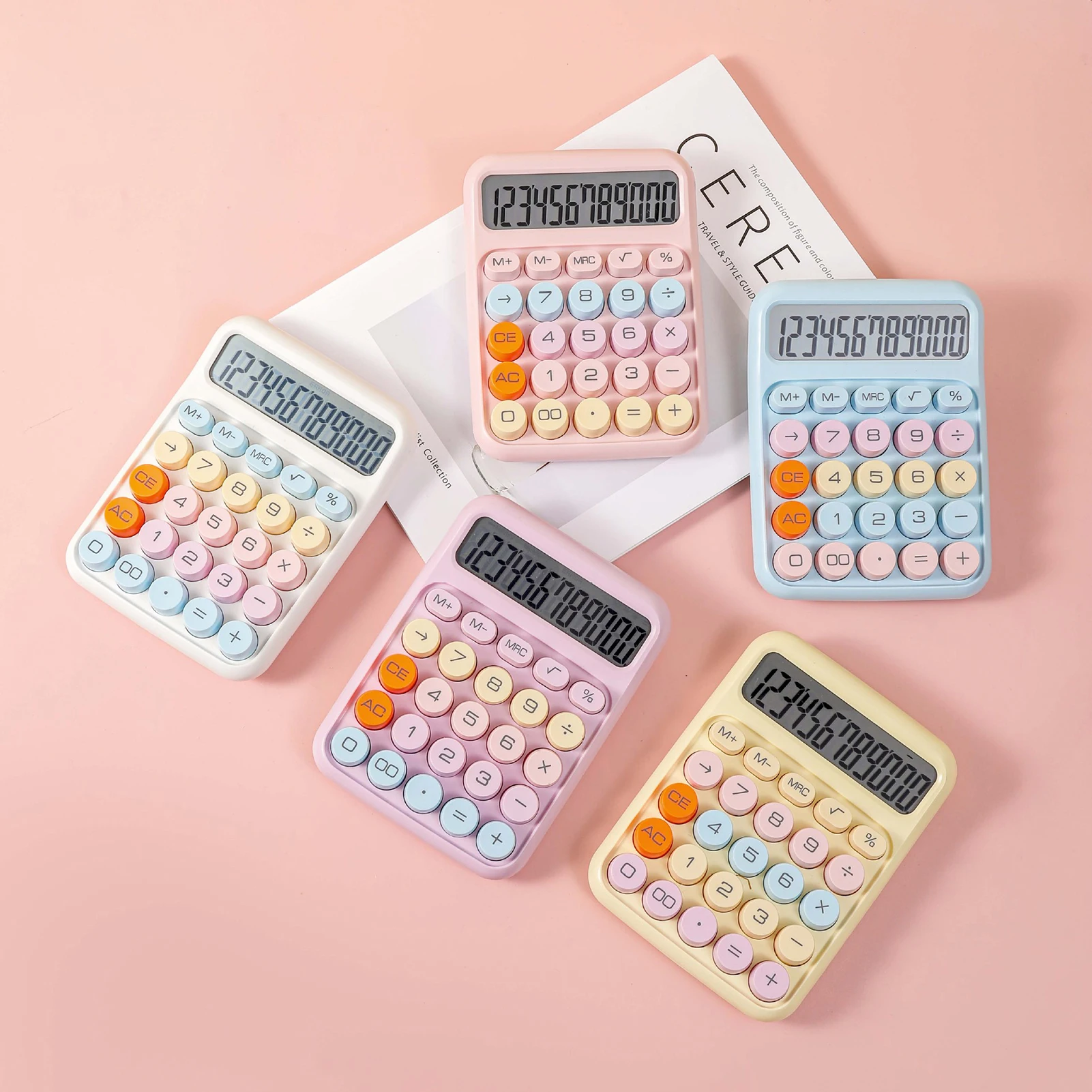 Colorful 12-Digit Large Display Calculator with Big Round Buttons for Office, School, and Home Use