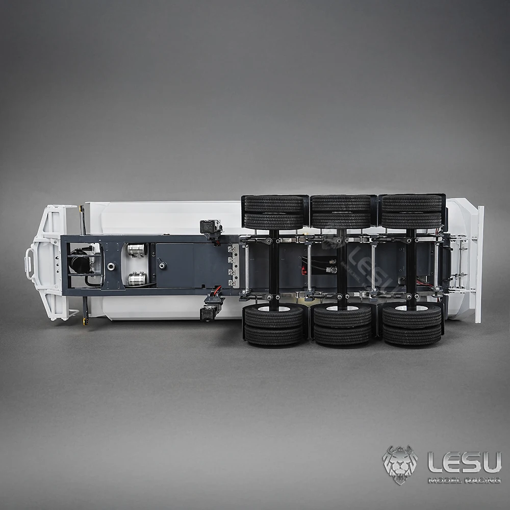 LESU 1/14 Tamiya Hydraulic Lifting Three-Axle U-Bucket Metal Semi-Trailer Dump Trailer 5