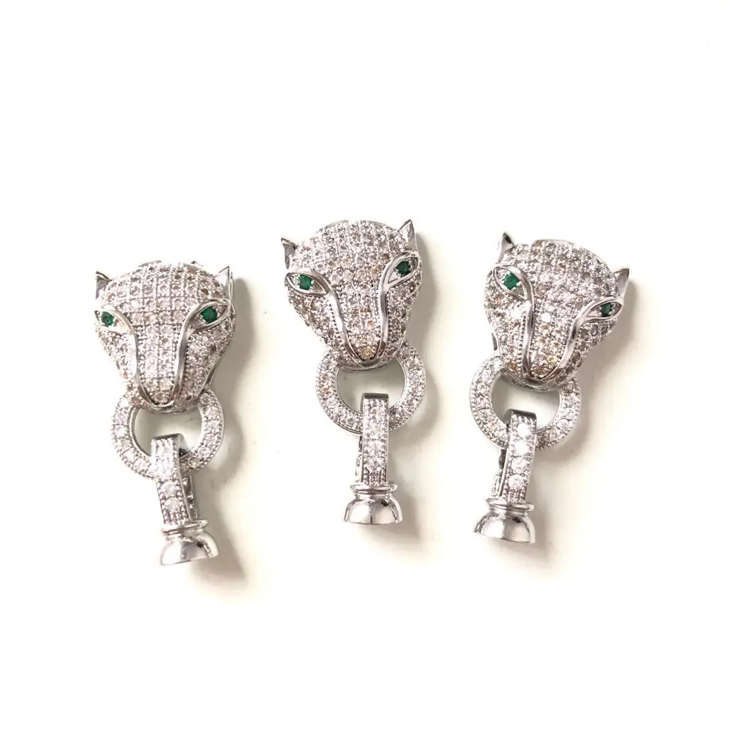 5pcs/Lot Cubic Zirconia Paved Panther Connectors Spacers for Woman Bracelets Men Jewelry Making Handmade Crafts Findings Supply
