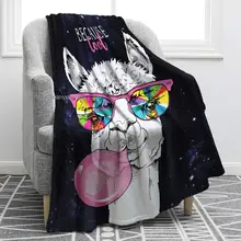 Cartoon Alpaca Llama Blanket Soft Warm Print Throw Blanket for Kids Adult Office Gift