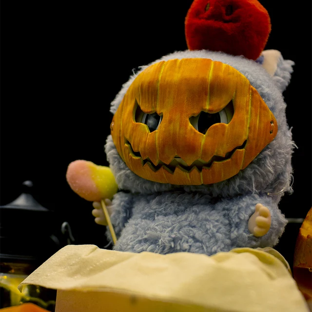Máscara de muñeca Labubu de 17cm para Halloween, calabaza
