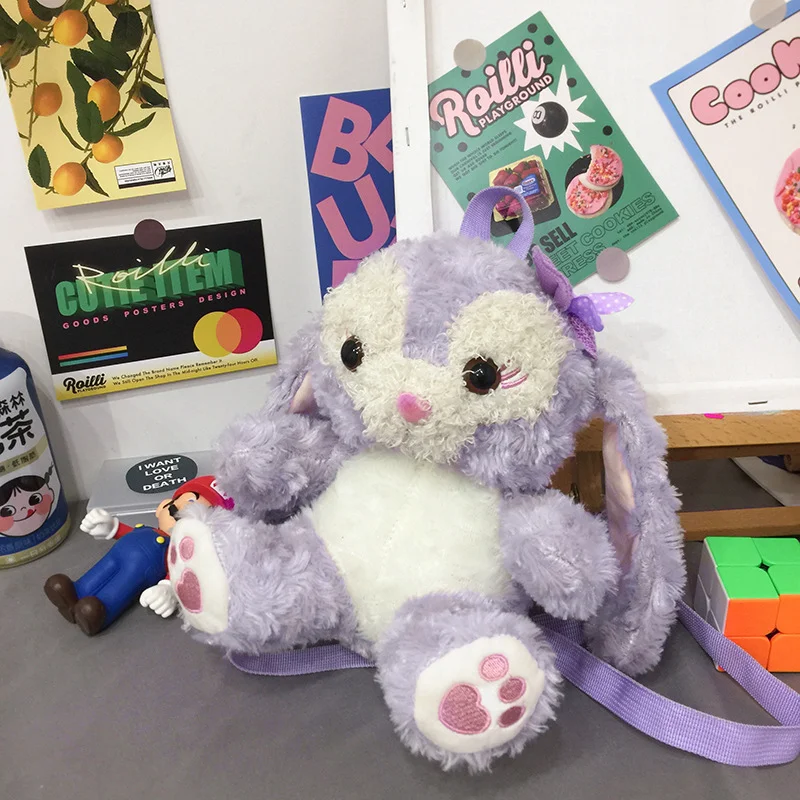 

2023 New Plush Purple Rabbit Student Bag Adjustable Backpack Japanese Cartoon Doll Rabbit Cute Dolls One Shoulder Doll Packet