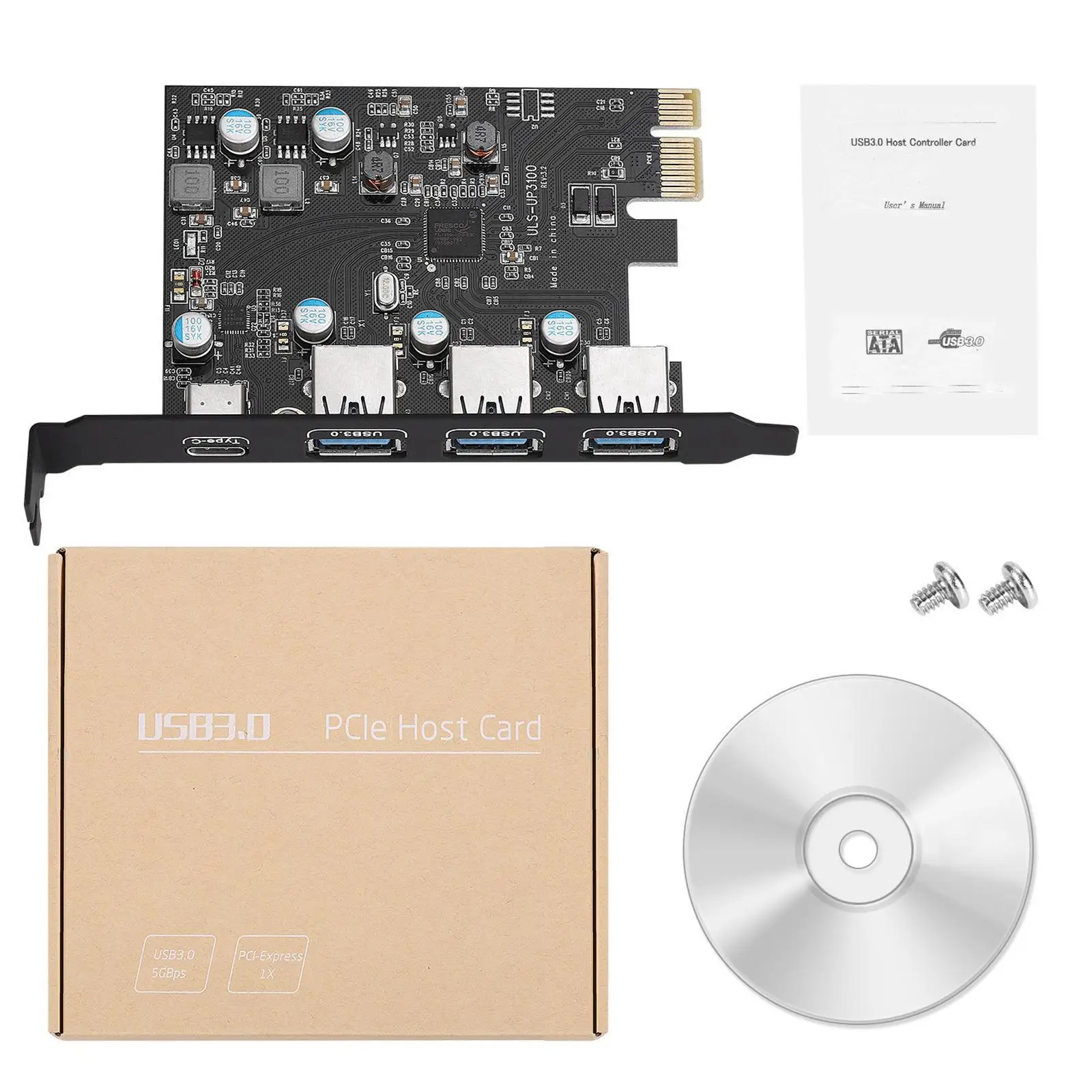 PCI 익스프레스 확장 카드, PCI-E to C타입 (3), A타입 (1) USB 3.0, 4 포트