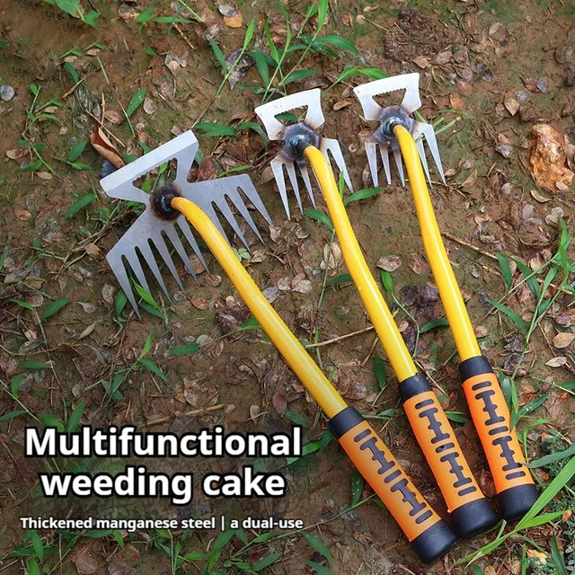 Gardening Weeding Tools Multi-tooth Handheld Rake Manganese Steel Loosening Soil Tools Farming Digging Wild Vegetables Hoe 2